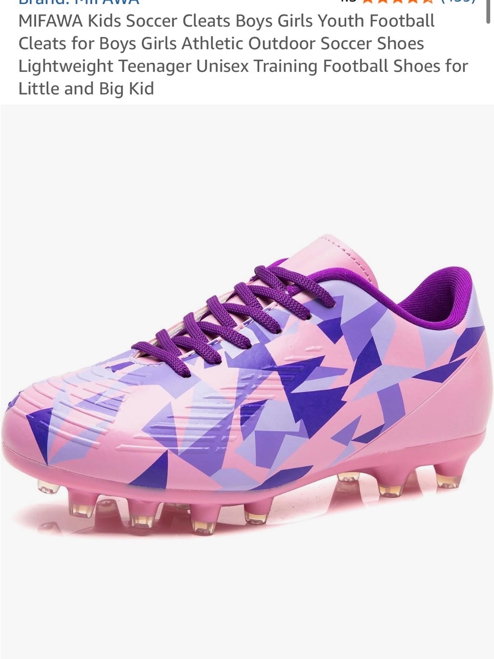 Kids Pink & Purple Soccer Cleats - Youth Athletic Football Shoes geometric print
